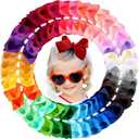 Oaoleer 40 Colors 4 Inch Hair Bows Clips Grosgrain Ribbon Bows Hair Alligator Clips Hair Barrettes Hair Accessories for Girls Toddler Infants Kids Teens Children (4inch 40color)