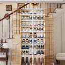 9-Tier Foldable Shoes Rack Organizer With Clear Magnetic Door, Hold Up 27 Pairs, Easy Assembly Plastic Shoe Shelf With Wheels for Door Entrance Living Room Bedroom