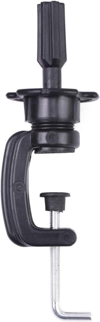 EERYA Wig Mannequin Head Stand Cosmetology Manikin Head Standard Holding Holder Clamp Stands Black (1Pc, Desktop Head Stand)