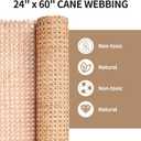 24" Width Natural Cane Webbing 5Feet, Rattan Webbing Roll for Caning Projects, Woven Open Mesh Cane for Furniture, Chair, Cabinet, Ceiling, Bed