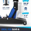 AUTOWN 3 Ton Floor Jack, Alloy Steel Hydraulic Car Jack with Quick Lift & Cross-Shape Rubber Pad, 7.1-20.9 Inch Lifting Range for SUV Truck (6600 lbs)