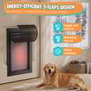 3-Flaps Aluminum Dog Door for Door, Extreme Weather Large Doggy Door, Rust Proof Heavy Duty Pet Door with Insulation Flap, Safety Locks, Sliding Closing Panel, for Pets Up to 110lb, Black