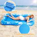 Inflatable Tanning Pool Lounger Float with Sprinkler, 77" x 48" Pool Floats Adult with Pillow, 6 in 1 Suntan Tub Raft Floatie with Drink Holder Sunbathing Water Lounge