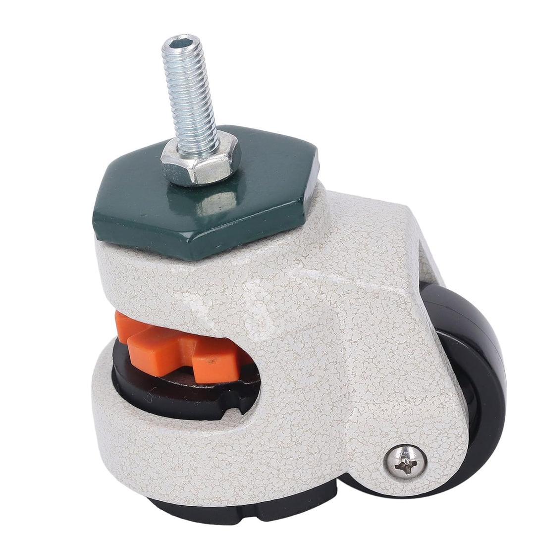 Leveling Stem Casters, 40mm Outer Diameter M8 Thread Rod Rubber Base 360 Degree Swivel Caster Wheels Adjustable Casters with Feet for Workbench, Machine, Equipment