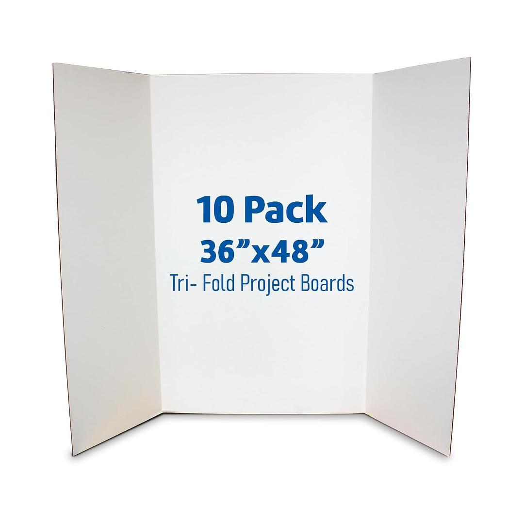 Flipside Products 36 x 48 Project Boards for Presentations, Science Fair, School Projects, Event Displays and Trifold Picture Board, Proudly Made in USA - Clay White - 10 Pack