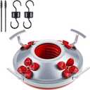 Hummingbird Feeder Bottom Base Replacement Parts Set Plastic Outdoors Hummingbird Feeder Bottom Moat Hook Brushes Bird Replacement Accessories Set(Red, 5 Pcs)