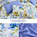 Luxudecor Floral Comforter Set Queen Size 7 Pieces Bed in a Bag, Blue Flower Watercolor Bed Set, Soft Comforter with Sheet Set 90"x90"