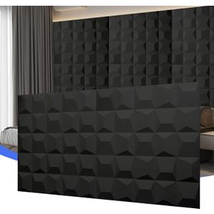 SERABETTO 3D Wall Panels,4-Pack PU Wall Panels, 23.6"*47.2" Wall Texture Panels, Wall Accents, Wall Panel for Accent Wall Decor, Sophisticated & Stylish 3D Wall DecorBlack