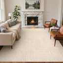 GENIMO Beige Rug 6x9 Washable Area Rugs for Living Room, Soft High Low Pile