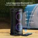 Large Party Bluetooth Speaker, 260W Peak Powerful Loud Sound with Deep Bass, 15Hr Playtime, Fast Charge, RGB Cool Light Show, TWS, Portable for Outdoor Beach, Camping, Backyard, Work, Home (Black)