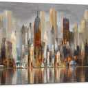 Wall Decorations Framed Large Cityscape New York Wall Decor Canvas Prints Abstract Brown City Theme Paintings Modern Canvas Wall Art for Living Room Bedroom Big Size 29x58