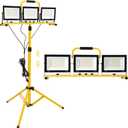 30000 Lumen LED Work Light with Stand, 3 Adjustable Head Portable Work Light with 324 Super-Powerful LED Lamp Beads and 16.4FT Cord, Waterproof Tripod Work Lights with 6500 Kelvin Color Temperature