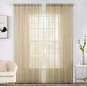 MIULEE 2 Panels Solid Color Sheer Window Curtains Elegant Window Voile Panels/Drapes/Treatment for Bedroom Living Room (54X96 Inches Beige)