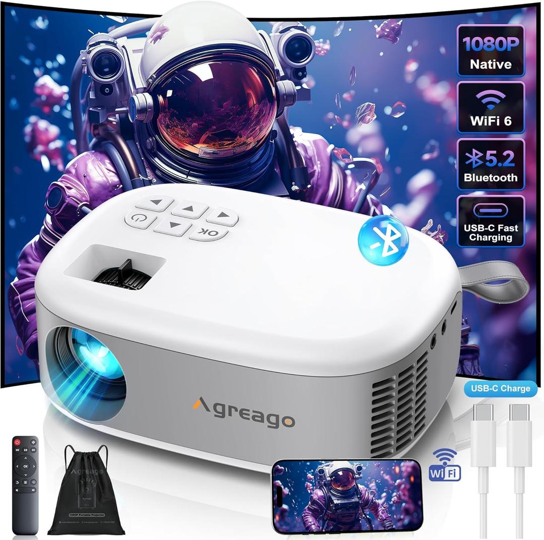 15000 Lumens Outdoor Movie Projector - Native 1080P HD Portable Projector with WiFi 6 and Bluetooth 5.2, 300" Screen