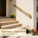 Stair Handrail Kit 4FT, Stainless Steel 304 Wall Mount Railing System, 1-11/16 Inch Pipe Secure Grab Hand Rail for Staircase Indoor House Decor Outdoor, Elegant Gold Finish- Golden