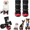 Dog Shoes for Medium Large Size Dogs, Breathable Dog Shoe for Hot Pavement, Dog Booties and Paw Protectors to Prevent Licking, Anti-Slip Dog Boots with Reflective for Summer, Hiking, Snow (Size 5) (Breathable-Black Red)