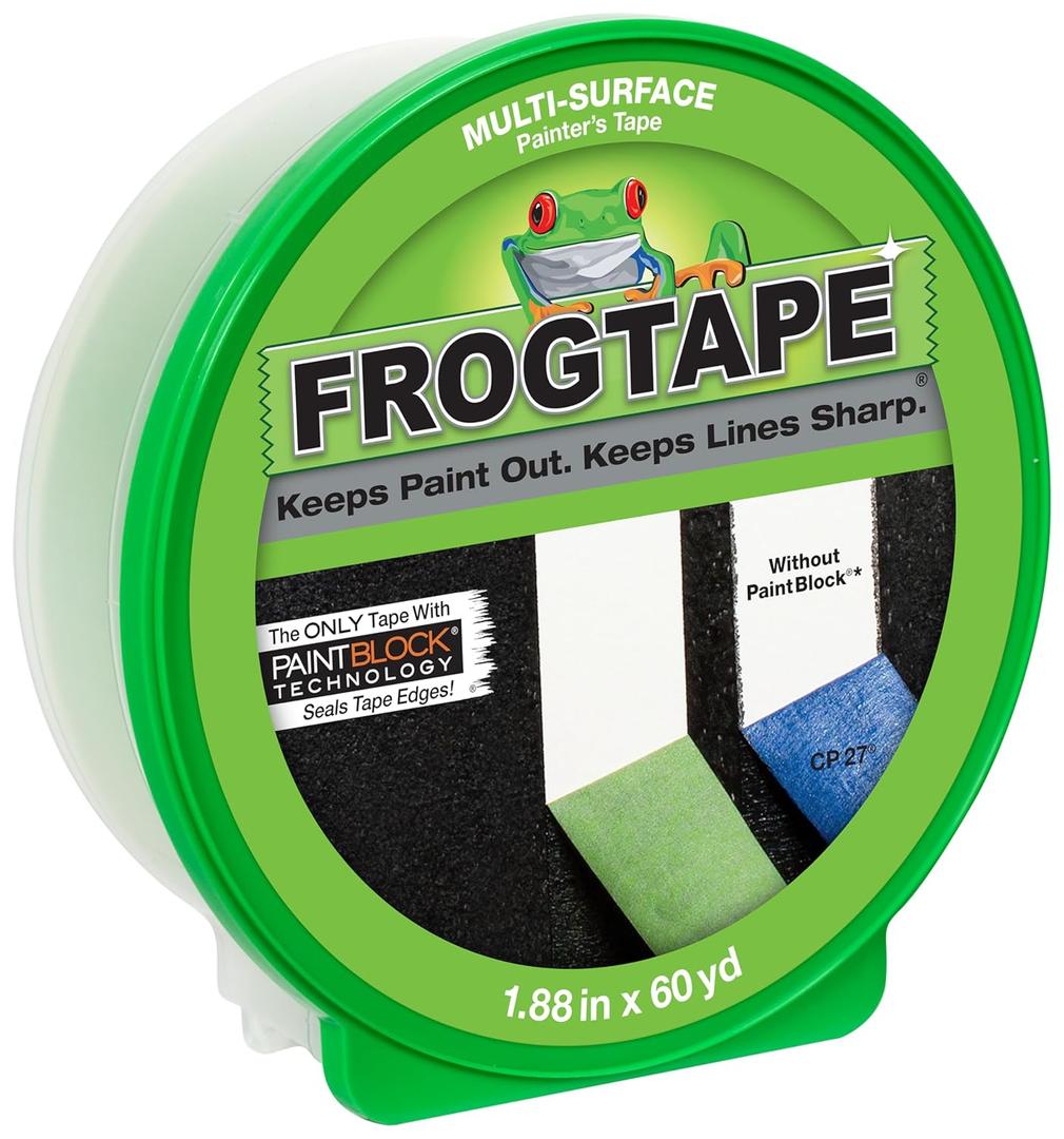 FrogTape Multi-Surface Painters Tape with PAINTBLOCK, 2 Inch Wide (1.88 In. x 60 Yds), Medium Adhesion, Green, 1 Roll (1358464)