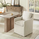 Upholstered Dining Chairs with Casters No Assembly Modern Accent Armchair with Rollers for Diningroom Bedroom Livingroom Reading Room,Cream,2 Boxs