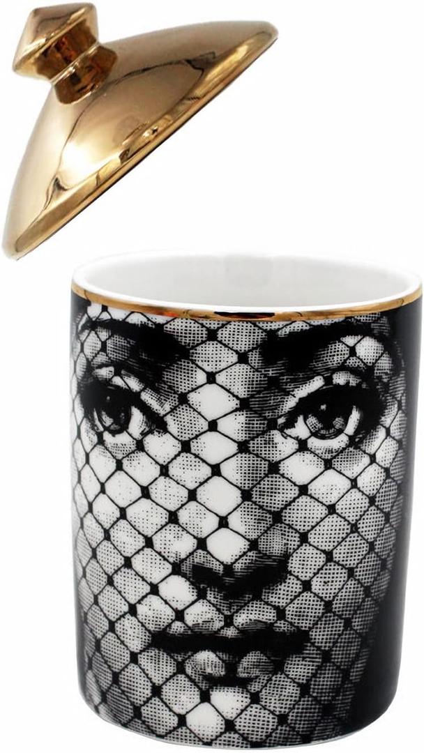 Big Eye Starry Sky Aromatherapy Candle Jar With Lid Ceramic Makecup Cotton Swab Holder Home Deocrative Bottler, Home Fireplace Kitchen Dining Decor For Living Room Knick Knacks Candle Holders (F9) (F9)