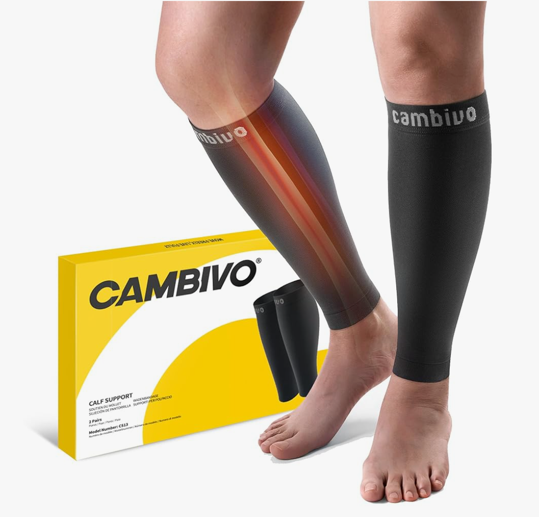 CAMBIVO Calf Compression Sleeve for Women & Men, 20-30mmHg Footless Compression Socks