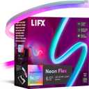LIFX Neon Flex SuperColor LED Strip Light, 6.5ft Bendable Silicone Neon Rope with Polychrome 24-Zone RGBW Smart Lighting, Wi-Fi, Voice Control, No Hub Required, LFXNEON6.5