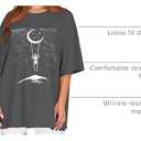 Womens Oversized Tshirt Graphic Tees Crew Neck Summer Short Sleeve Loose Fit Tops (A-Starry Night Grey, S)