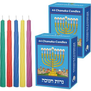 The Dreidel Company Jerusalem Hanukkah Candles, 2-Pack Menorah Candles Chanukah Candles 44 for All 8 Nights of Chanukah,