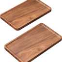 VERTORGAN 2 Pack Acacia Wood Serving Tray,9.8x5.9 Inch Decorative Trays Platter for Coffee Table,Living Room,Bar,Party,Mini Charcuterie Boards Cheese Board,Home Decor