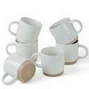famiware Coffee Mugs for 6, 13 oz Mug Set, Dringking Cup with Handle for Coffee, Tea, Cocoa, Milk, Milkyway Serise, White