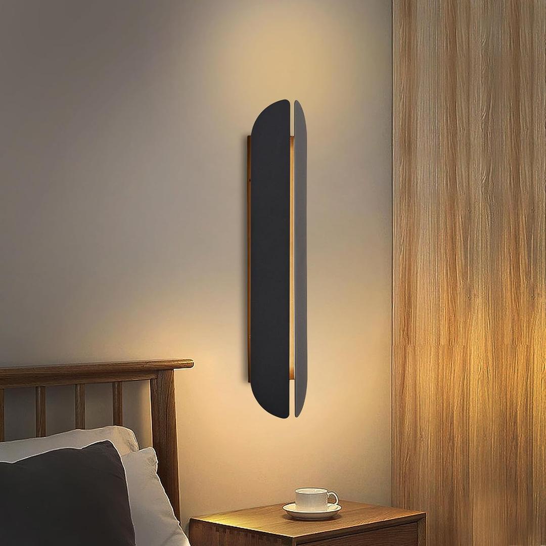 Modern Wall Sconce Indoor, 24" LED Wall Lighting Dimmable, Black Wall Lights for Living Room Bedroom Hallway Entryway Corridor, 3000K | Oversized, Indoor Lighting, Quick Installation, Living Room, Bedroom, Hallway, Entryway