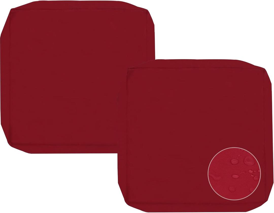 Sqodok Patio Cushion Covers 18x18 Waterproof Outdoor Cushion Covers Replacement 2Pack Patio Cushion Seat Slicovers with Ties for Sectional Sofa, Wicker Chair, Burgundy