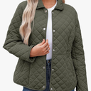 Dokotoo Women's Winter Quilted Jackets Long Sleeve Button Down Diamond Puffer Jacket Outerwear Coats with Pockets, M