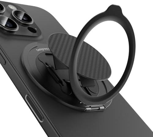 BENKS ArmorPop Magnetic Phone Grip & Stand for MagSafe, 360° Rotation Adjustable Phone Ring Holder for iPhone 16/15/14/13/12 Series, Durable Kevlar Design