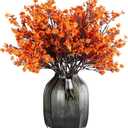 JAKY-Global Babys Breath Orange Silk Artificial Flowers 6 Bundle European Fake Silk Plants Decor Wedding Party Farmhouse Decoration Bouquets Real Touch DIY Home Garden (Orange 6pcs)