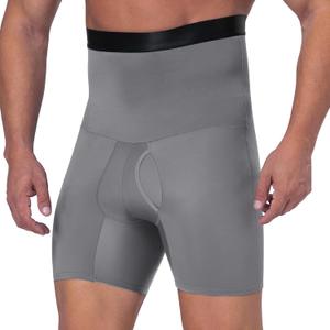 Tummy Control Shorts High Waist Slimming Shapewear for Men Body Shaper Seam Belly Girdle Compression Briefs (Gray, XL)