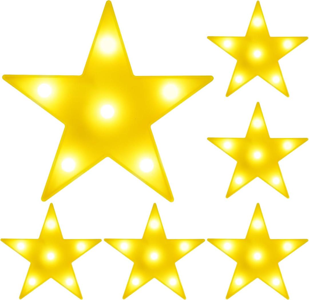 6 Pcs LED Stars Night Light Can Be Hung On The Wall Kids Room Room Light, Suitable for Birthday Party Holiday Decoration Baby Room Nursery Decoration (Star-6pcs)
