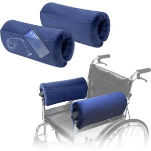 Wheelchair Arm Rest Pads Covers (2 Pcs), Wheelchair Armrest Cover Cushion, Foam Armrest Pads for Wheelchairs, Transport Chairs, Office Chairs, Non Slip Arm Support Cushions Wheelchairs Accessories