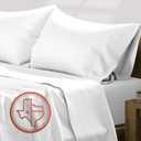 TEXAS LINEN CO. Luxury Egyptian Cotton Queen Size Sheet Set - Texan Talkin' Collection 600 Series 4 PC Deep Pocket Fitted and Flat Sheets, Cooling Extra Long Staple Sateen Hotel Bedding - White