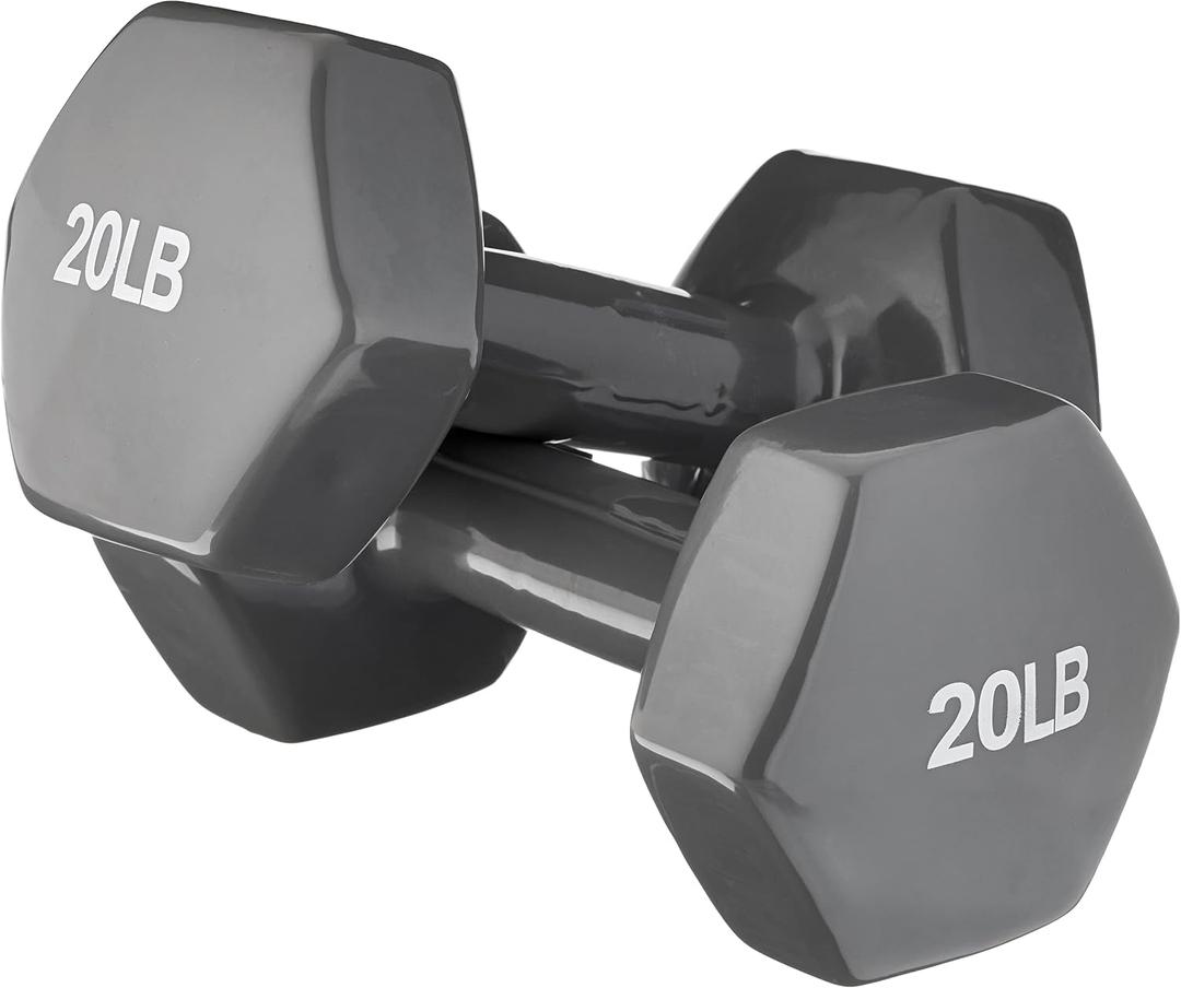 Amazon Basics Vinyl Coated Dumbbell Hand Weights, 20LB