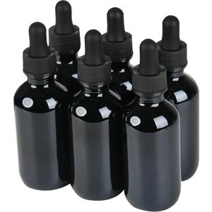 NOOEEISS 6 Pcs, 2oz Dropper Bottle, Black Glass Eye Dropper Bottle, Tincture Bottles with Dropper, Leak-Proof Design, Stronger Suction, for All Kinds of Mixed Liquids