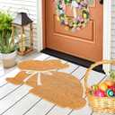 FYSUIMU Easter Bunny Shaped Natural Coir Doormat Cute Rabbit Welcome Floor Mat Non-Slip Entrance Door Rugs for Indoor Outdoor Bathroom Decor, 16.5 x 29 Inch
