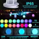 LOFTEK Pool LED Light Ball - 12-inch Sphere Lamp Rechargeable - 16 RGB Cool Lamp for Bedroom Ambient Lighting - Smart Night Light for Baby Nursery - Waterproof Light for Yard & Pool Decor, 1PCS