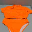 Viottiset Women's 3 Piece Siwmsuit Cover Up High Waist Crop Top Bikini Bathing Suit Orange XLarge