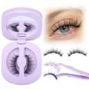 Magnetic Eyelashes with Applicator Natural Look Magnetic Lashes with Applicator Wispy False Lashes with Magnets No Need Glue Reusable Lashes by Lanflower (C1 Pair)