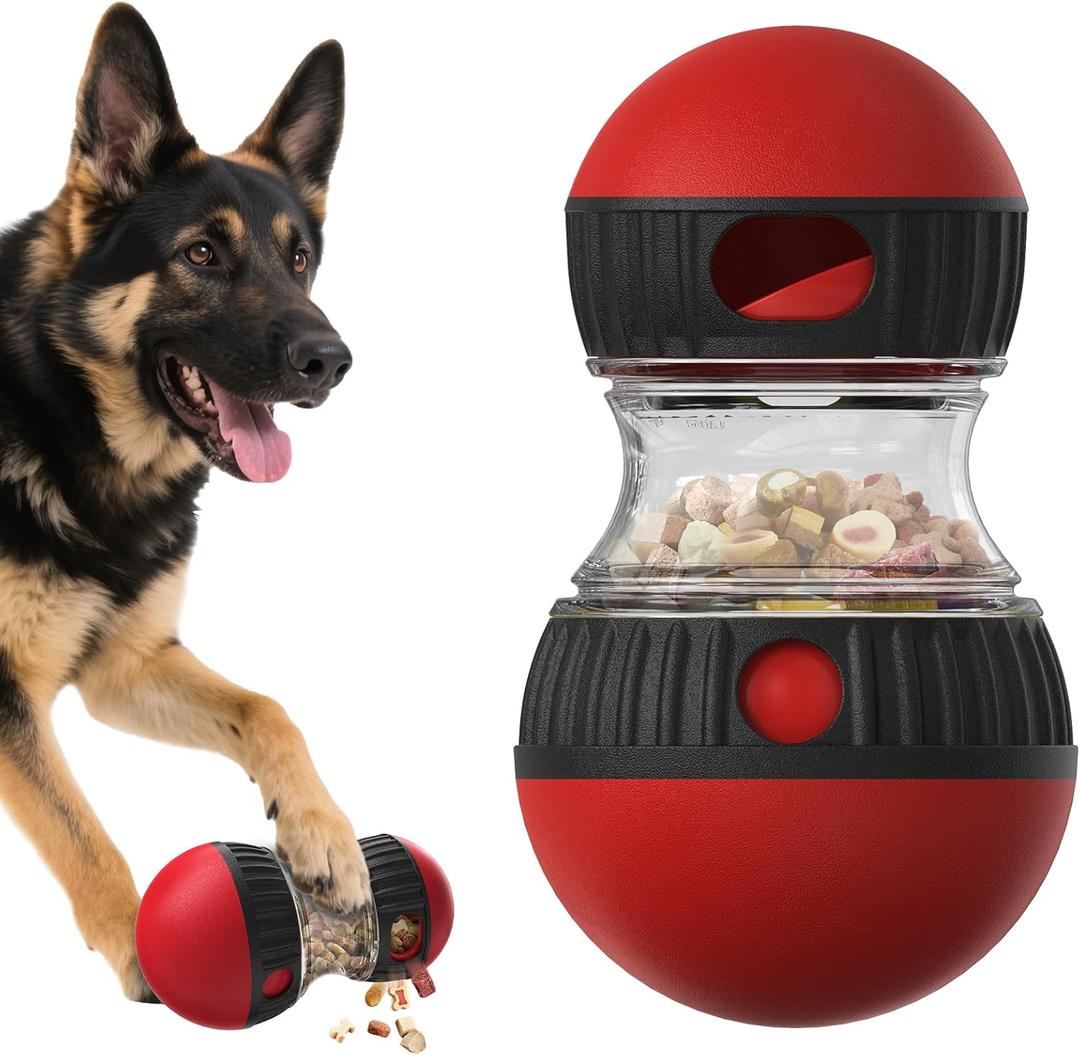 BSISUERM Dog Food Dispensing Puzzle Toy Adjustable Treat Dispenser Slow Feeder Pet Interactive Chase Toy Dog Enrichment Ball for  Dogs to Keep Them Busy, Extra Large