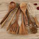 Wooden Utensil for Cooking, Wood Kitchen Utensils Cooking Set Teak Wood Spoons set for Cooking,Spatulas Non-Stick for Cookware Kitchen Spoon (7)