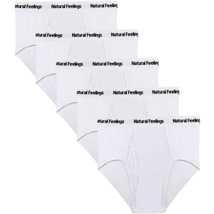 Natural Feelings Men's Briefs Underwear Multipack Mens Cotton Full Rise Briefs with Comfort Waistband (White, XXL)
