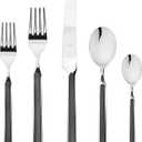 MEPRA 10N622005 Fantasia Black 5-Piece Durable 18/10 Stainless Steel American Style Flatware Cutlery Set for Fine Dining, Dishwasher Safe, Service for 1