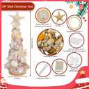 Sea Shell Christmas Tree DIY Handmade Crafts, Mini Shell Tree with 3-Mode LED Lights for Christmas Decor, Coastal Holiday, New Year, Birthday Party Gift, Versatile Home Decoration