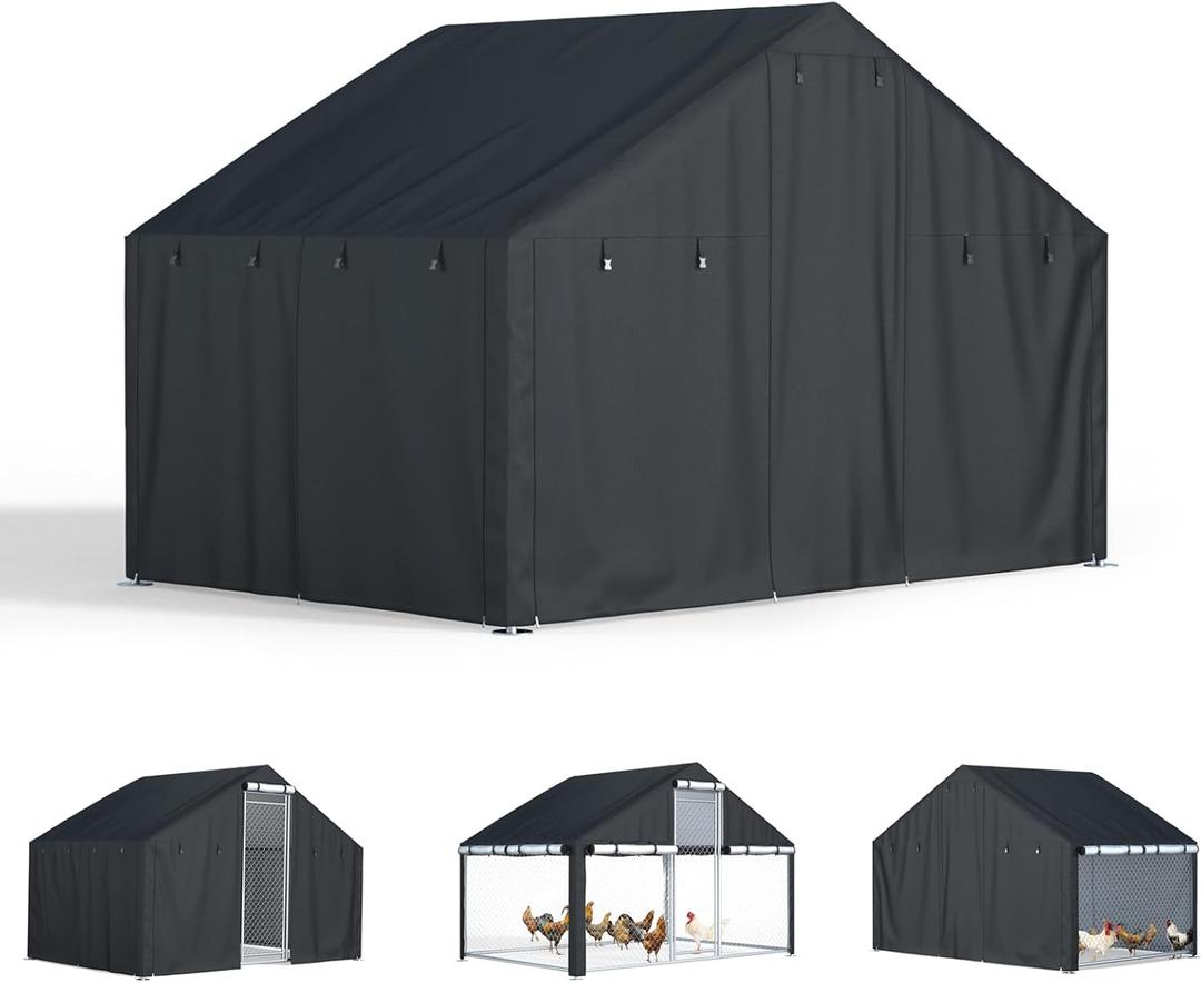 Chicken coop Cover, Waterproof in Winter. Suitable for Rooftop Chicken coops, Full Coverage, Black, No Chicken coop